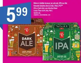 Maxi BIÈRE À FAIBLE TENEUR EN ALCOOL, IPA OU ALE FONCÉE (MOINS DE 0,5 ALC./VOL.) PC, 4X355 ML offer
