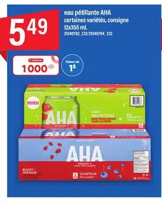 Maxi EAU PÉTILLANTE AHA 12x355 mL offer