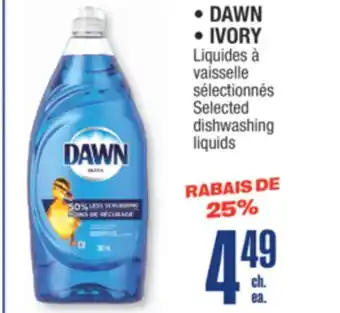 Jean Coutu DAWN, IVORY Selected dishwashing liquids offer