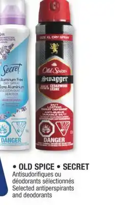 Jean Coutu OLD SPICE, SECRET Selected antiperspirants and deodorants offer