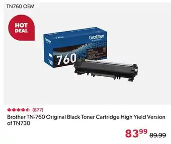 Shopper+ Brother TN-760 Original Black Toner Cartridge High Yield Version of TN730 offer