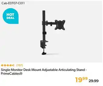 Shopper+ Single Monitor Desk Mount Adjustable Articulating Stand - PrimeCables offer