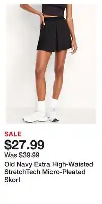 Old Navy Old Navy Extra High-Waisted StretchTech Micro-Pleated Skort offer