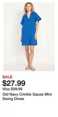 Old Navy Old Navy Crinkle Gauze Mini Swing Dress offer