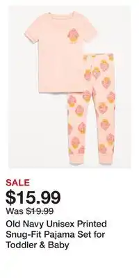 Old Navy Old Navy Unisex Printed Snug-Fit Pajama Set for Toddler & Baby offer