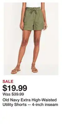 Old Navy Old Navy Extra High-Waisted Utility Shorts -- 4-inch inseam offer
