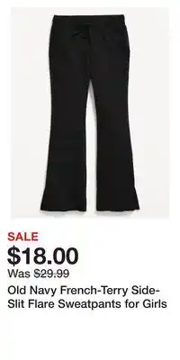 Old Navy Old Navy French-Terry Side-Slit Flare Sweatpants for Girls offer