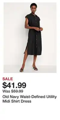 Old Navy Old Navy Waist-Defined Utility Midi Shirt Dress offer