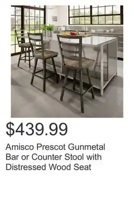 Costco Amisco Prescot Gunmetal Bar or Counter Stool with Distressed Wood Seat offer