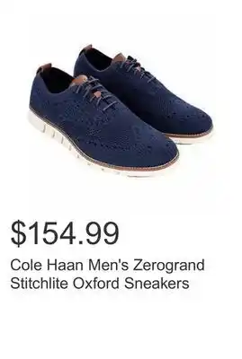 Costco Cole Haan Men's Zerogrand Stitchlite Oxford Sneakers offer