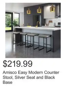 Costco Amisco Easy Modern Counter Stool, Silver Seat and Black Base offer
