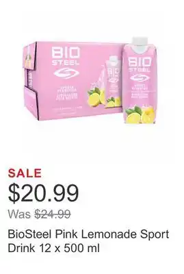 Costco BioSteel Pink Lemonade Sport Drink 12 x 500 ml offer