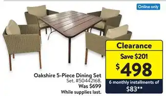 Walmart Oakshire 5-Piece Dining Set offer