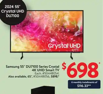 Walmart Samsung 55 DU7100 Series Crystal 4K UHD Smart TV offer