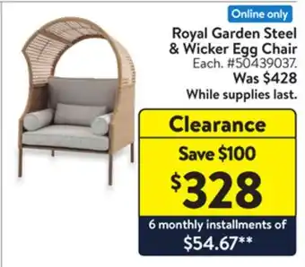 Walmart Royal Garden Steel & Wicker Egg Chair offer