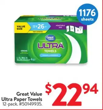 Walmart Great Value Ultra Paper Towels offer