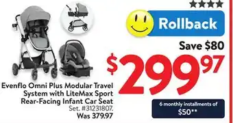 Walmart Evenflo Omni Plus Modular Travel System with LiteMax Sport Rear-Facing Infant Car Seat offer