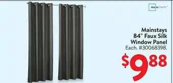 Walmart Mainstays 84 Faux Silk Window Panel offer