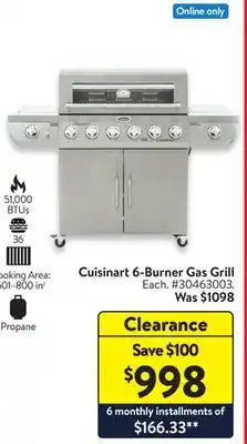 Walmart Cuisinart 6-Burner Gas Grill offer