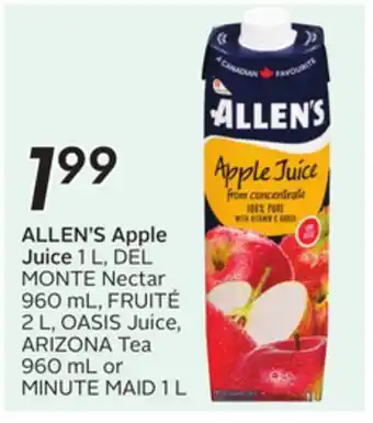 Sobeys ALLEN'S Apple Juice offer