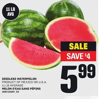 Independent Grocer SEEDLESS WATERMELON, 11 LB AVERAGE offer