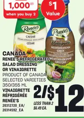 Independent Grocer RENEE'S REFRIGERATED SALAD DRESSING OR VINAIGRETTE, 350/355 ML offer