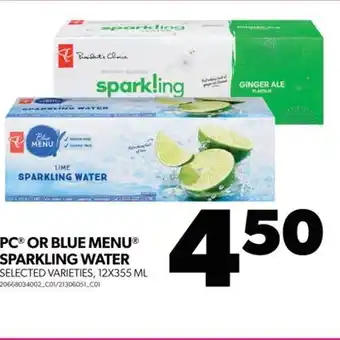 Real Canadian Superstore PC OR BLUE MENU SPARKLING WATER, 12X355 ML offer