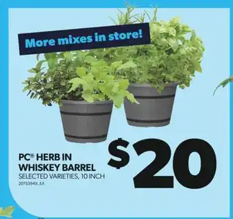 Real Canadian Superstore PC HERB IN WHISKEY BARREL, 10 INCH offer