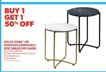 Real Canadian Superstore LIFE AT HOME OR EVERYDAY ESSENTIALS SIDE TABLES OR CHAIRS offer