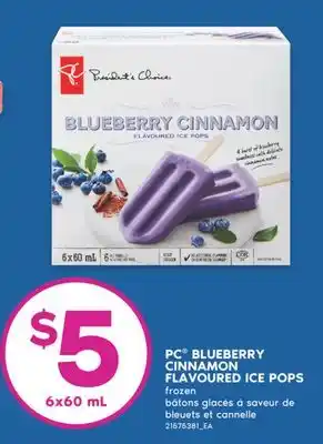 No Frills PC BLUEBERRY CINNAMON FLAVOURED ICE POPS, 6x60 mL offer