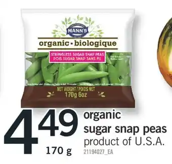 Fortinos MANN'S ORGANIC SUGAR SNAP PEAS, 170 g offer