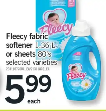 Fortinos FLEECY FABRIC SOFTENER 1.36 L OR SHEETS 80'S offer