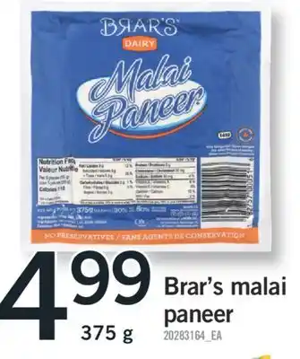 Fortinos BRAR'S MALAI PANEER, 375 G offer