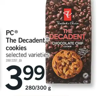 Fortinos PC THE DECADENT COOKIES, 280/300 g offer