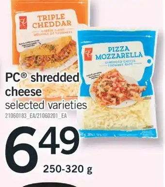 Fortinos PC SHREDDED CHEESE, 250-320 g offer