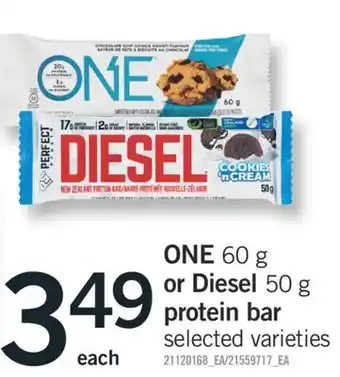 Fortinos ONE 60 g OR DIESEL 50 g PROTEIN BAR offer