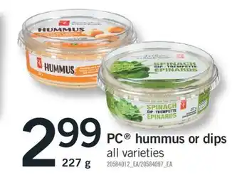 Fortinos PC HUMMUS OR DIPS offer