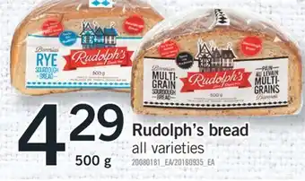 Fortinos RUDOLPH'S BREAD, 500 G offer