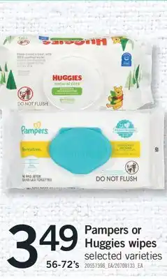Fortinos PAMPERS OR HUGGIES WIPES, 56-72'S offer