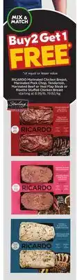 Sobeys RICARDO Marinated Chicken Breast, Marinated Pork Chop, Tenderloin, Marinated Beef or Veal Flap Steak or Risotto Stuffed Chick offer