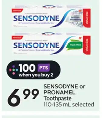 Sobeys SENSODYNE or PRONAMEL Toothpaste offer