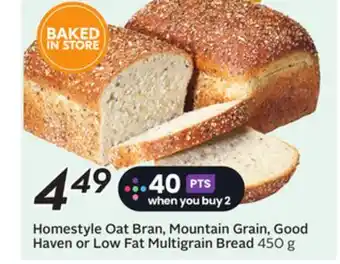 Sobeys Homestyle Oat Bran, Mountain Grain, Good Haven or Low Fat Multigrain Bread offer