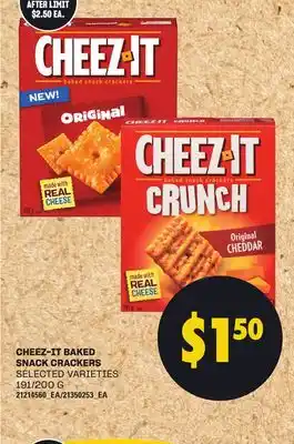 Loblaws CHEEZ-IT BAKED SNACK CRACKERS, 191/200 G offer