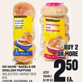 Loblaws NO NAME BAGELS OR ENGLISH MUFFINS, 6'S offer