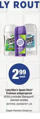 Loblaws LADY/MEN'S SPEED STICK PREMIUM ANTIPERSPIRANT, 45/85 G offer