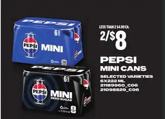 Loblaws PEPSI MINI CANS, 6X222 ML offer