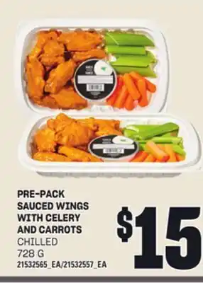 Loblaws PRE-PACK SAUCED WINGS WITH CELERY AND CARROTS, 728 G offer