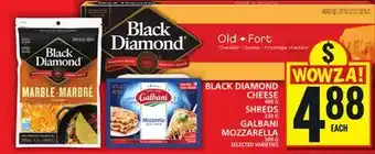 Food Basics BLACK DIAMOND CHEESE or SHREDS OR GALBANI MOZZARELLA offer