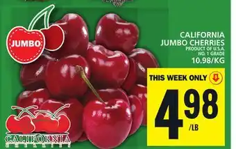 Food Basics CALIFORNIA JUMBO CHERRIES offer