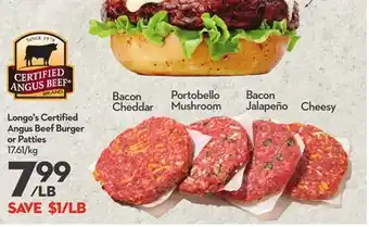 Longo's Longo's Certified Angus Beef Burger or Patties offer